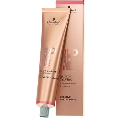 Schwarzkopf Blondme Toning Brown Mahogany 60ml bottle with branding, showcasing the product for blonde hair toning.