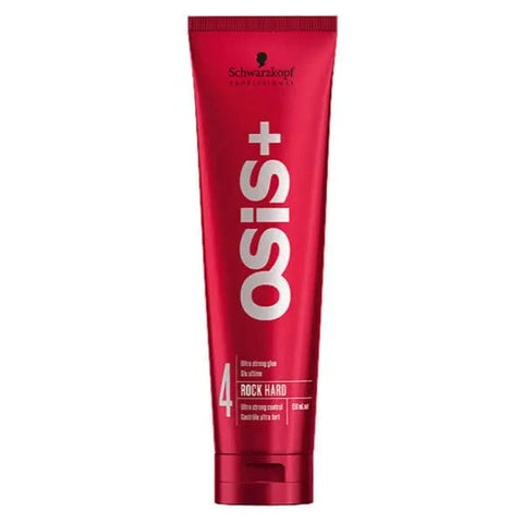 Schwarzkopf Osis Rock Hard Ultra Strong Control Gel 150ml in a clear jar with black lid, designed for firm hair styling.