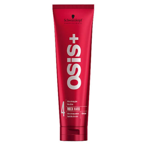 Schwarzkopf Osis Rock Hard Ultra Strong Control Gel 150ml, hair styling gel with powerful hold, displayed in a clear container.