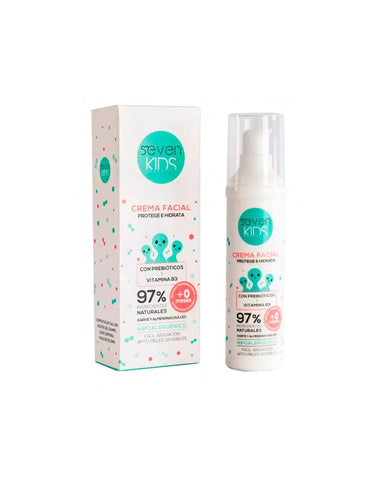 Schwarzkopf Seven Kids Cr Facial 50 prebiotics and B3, skincare product by Jag Couture London New York, in a white tube.