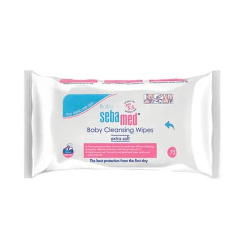 Sebamed Baby Cleansing Wipes pack of 72 by Jag Couture London - New York, gentle wipes for baby's skin care, shown in the image.