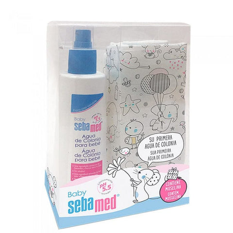 Set of two Sebamed Baby Water Cologne alcohol-free 250ml bottles by Jag Couture London and New York, featuring gentle, soothing baby fragrance.