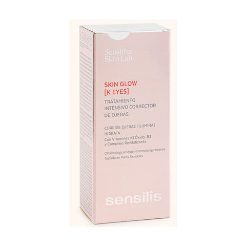 Sensilis Skin Glow K Eyes eye serum in a 15ml bottle by Jag Couture London New York, shown in the image.