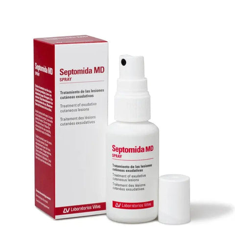 Jag Couture London-New York Septomida MD Spray 50ml bottle, a medical spray with a sleek design and clear label.
