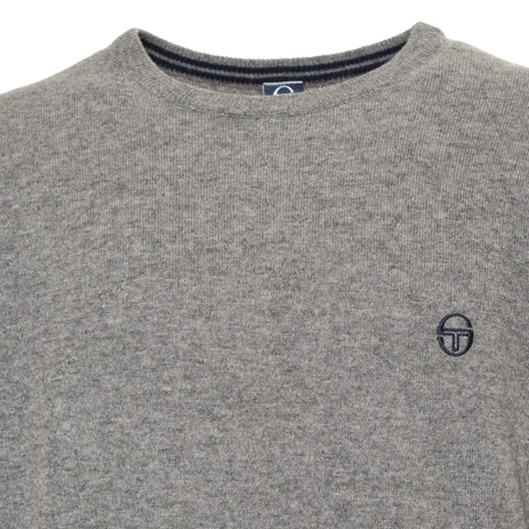 Sergio Tacchini X073 grey melange athletic jacket by Jag Couture London New York, front view with zip closure and logo details.