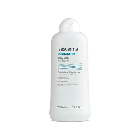 Sesderma Hidraderm Bath Gel in 750ml bottle, gentle cleansing gel for skin hydration, by Jag Couture London New York.