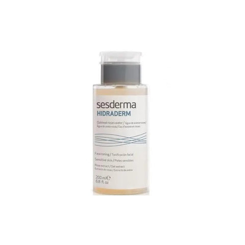Sesderma Hidraderm oatmeal and rose water in a 200ml bottle, natural skincare product with soothing oatmeal and rose water ingredients.
