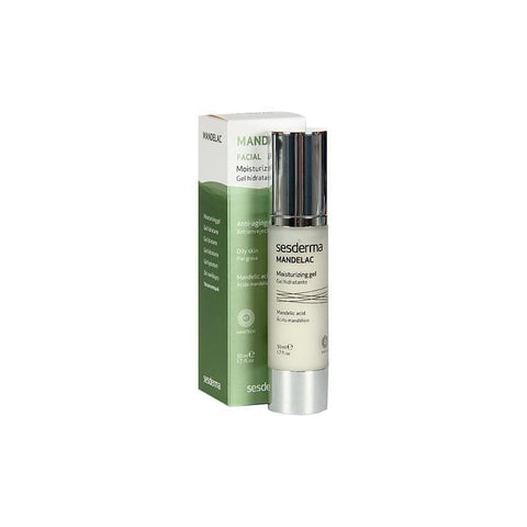 Sesderma Mandelac Gel Hidratante 50ml, a moisturizing gel in a clear tube, designed for skincare by Jag Couture London New York.