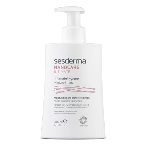 Sesderma Nanocare Intimate Gel in 200ml bottle, designed for gentle intimate skin care, with branding from Jag Couture London New York.