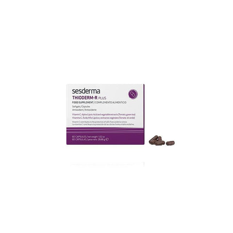 Sesderma Thioderm R Plus 60 capsules in a bottle, supplement for skin health, by Jag Couture London New York.