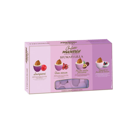 Sfumati Lilla toasted almonds in white chocolate flavor mix coated with purple colored sugar by Jag Couture London New York