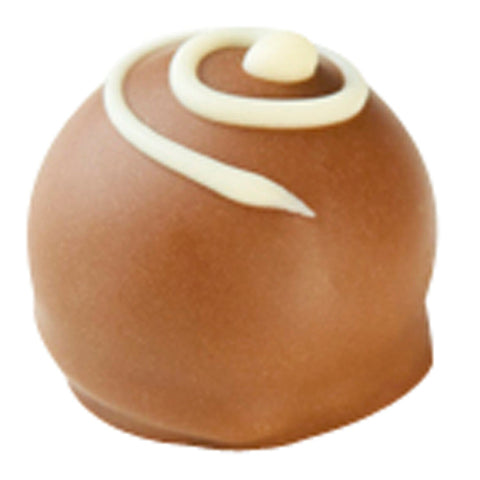 Jag Couture London signature cream caramel on croquant base in milk chocolate, 18.4g, shown in a detailed close-up image.