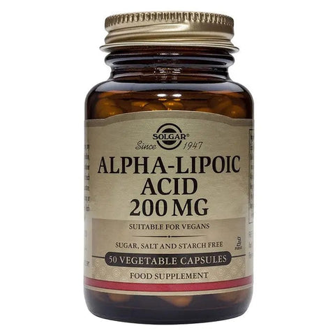 Jag Couture London New York Solgar Alpha-Lipoic Acid 200mg 50 capsules bottle with label and capsules inside
