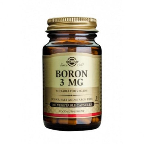 Solgar Boron Multichelate supplement in 100 capsules, with the product packaging visible.