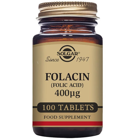 Jag Couture London - New York Solgar Folacin 400mg supplement in a bottle of 100 tablets, with the product label visible.
