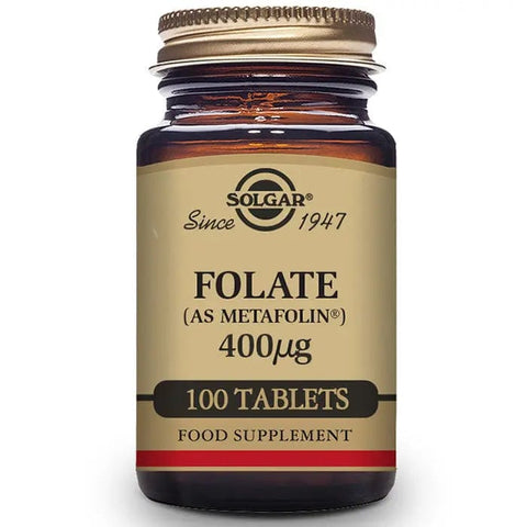 Jag Couture London - New York Solgar Folate 400mcg 100 tablets dietary supplement, showing the tablet bottles and packaging.