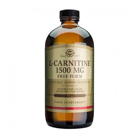 Solgar L-Carnitine Liquid 1500mg in 473ml bottle, supplement for energy and metabolism, branded by Jag Couture London New York.