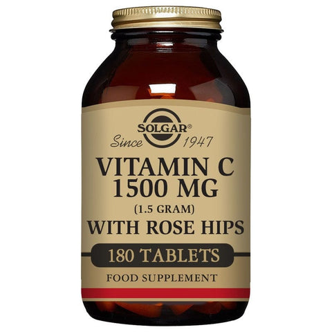 Solgar Vitamin C 1500mg supplement in a bottle of 180 tablets, branded by Jag Couture London New York.