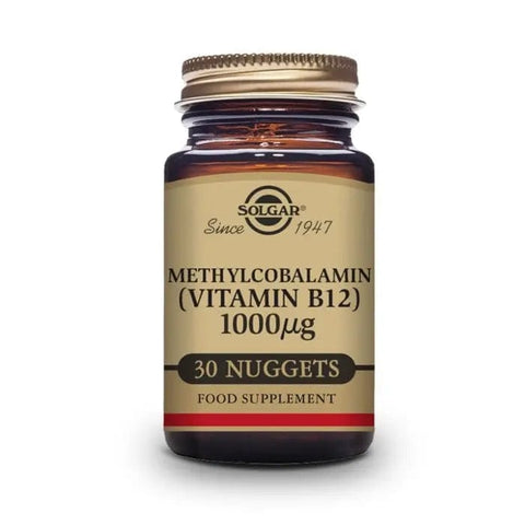 Solgar Vitamin B12 1000 μg capsules, dietary supplement in a bottle with 30 capsules, natural health product from Jag Couture London - New York