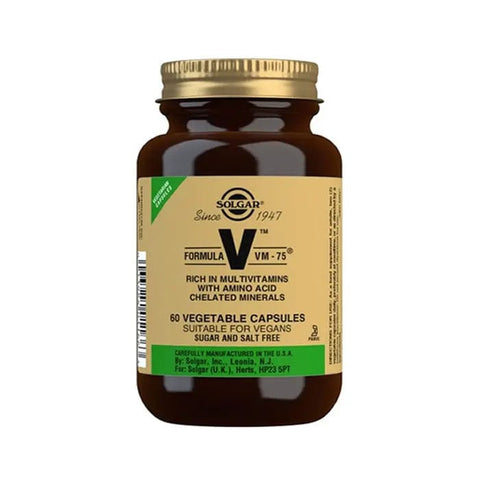 Solgar VM-75 Formula 2 daily multivitamin capsules in a bottle, designed for comprehensive daily nutritional support.