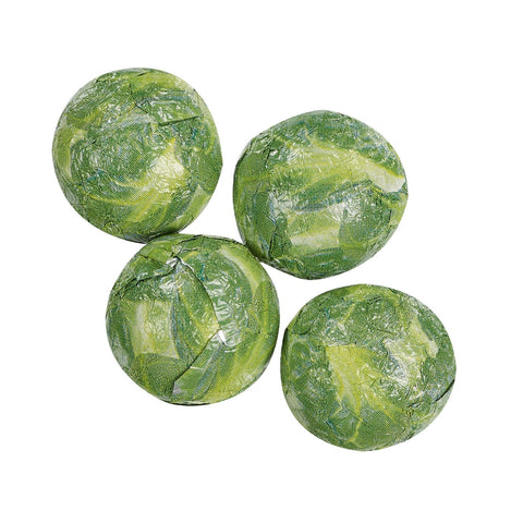 Solid milk chocolate balls in sprout design foil by Jag Couture London New York, decorative and edible chocolate treats.