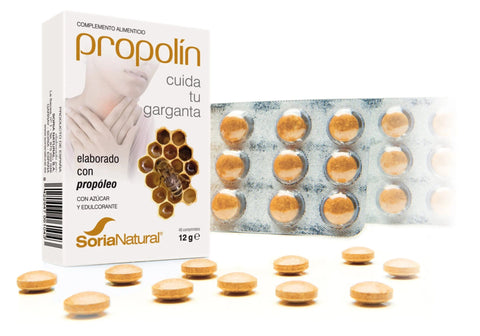 Soria Propolin 250 mg supplement in a bottle with 48 tablets, by Jag Couture London New York, showing the product packaging.