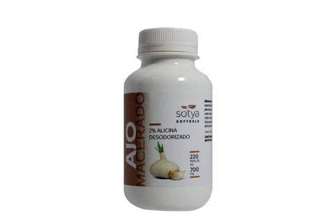 Jag Couture London Ajo Macerado 700mg softgel capsules, 220 perlas, natural herbal supplement for wellness.