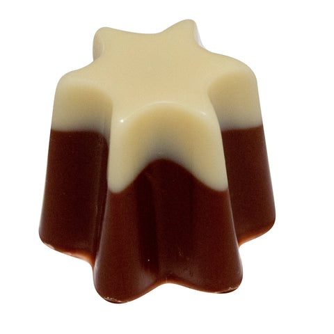 Jag Couture London Swiss milk chocolate star with milk chocolate and fresh cream center, 13g individual piece, 3kg bulk pack