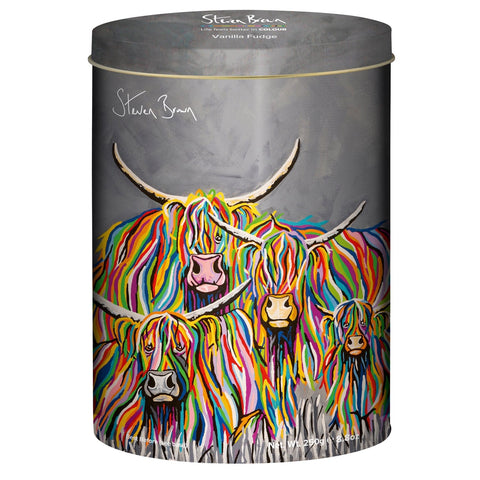 Steven Brown Ross and Claire McCoo vanilla fudge in oval tin, presented in a decorative packaging with the Jag Couture London - New York branding.