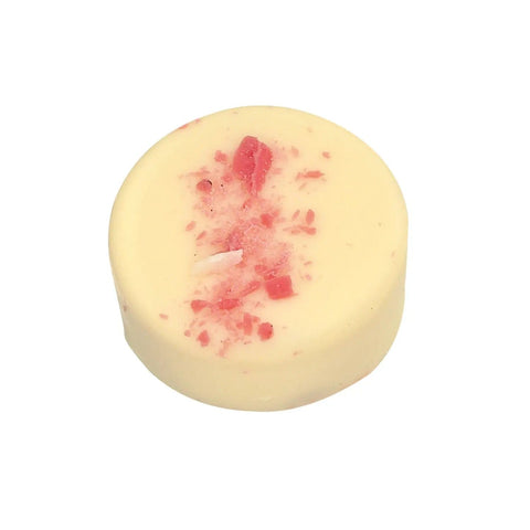 Jag Couture London white chocolate with strawberry, crème fraîche, and black pepper, 13.9g, showing the elegant chocolate piece.