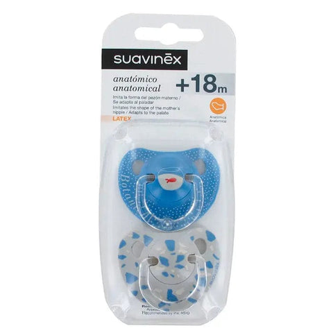 Jag Couture London - New York Suavinex 2 Anatomical Soothers, 18cm, soft silicone teething pacifiers for babies.