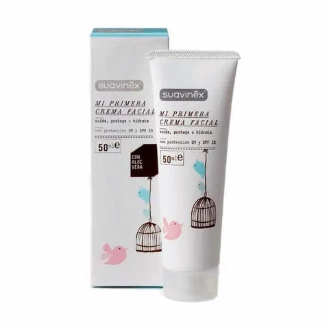 Jag Couture London New York Suavinex My First Facial Cream in a pastel jar, designed for gentle baby skincare.
