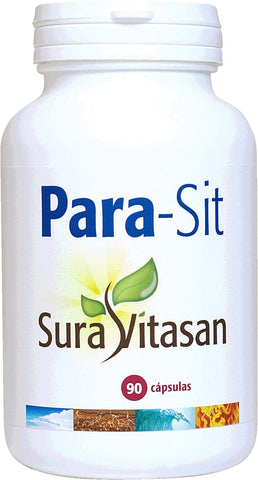 Jag Couture London Sura Vitas Para-Sit 90 capsules supplement bottle with label and cap on a neutral background.