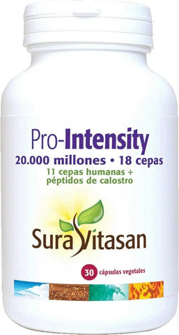 Sura Vitas Pro-Intensity supplement bottle with 30 capsules from Jag Couture London New York, featuring a sleek label design.