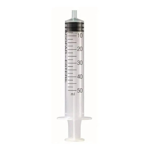 Jag Couture London syringe ICO S/A catheter 3p 50ml, medical-grade plastic syringe with attached catheter for precise fluid delivery.