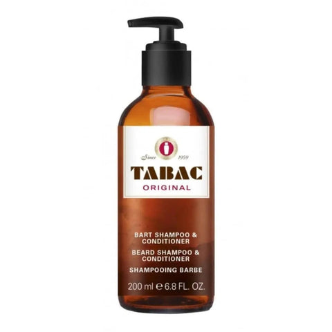 Jag Couture London Tabac Original Beard Shampoo and Conditioner bottle, 200ml, with a sleek design and branding.