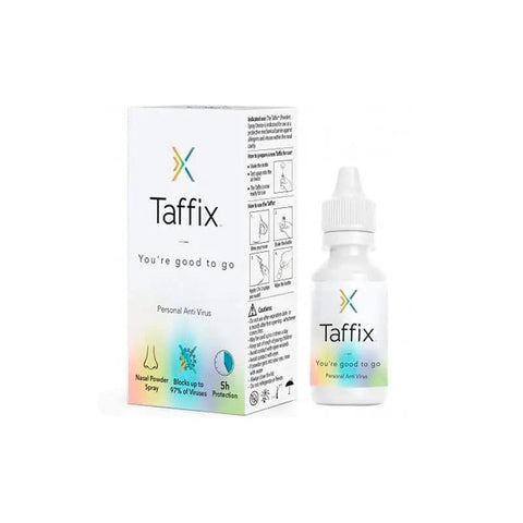 Jag Couture London New York Taffix Spray Nasal 1g anti-Covid, close-up of the nasal spray bottle.