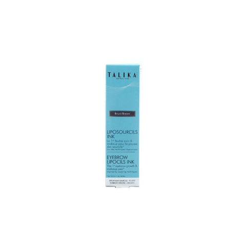Jag Couture London Talika Eyebrow Lipocils Ink in dark brown, showing the sleek applicator and rich color for defined eyebrows.