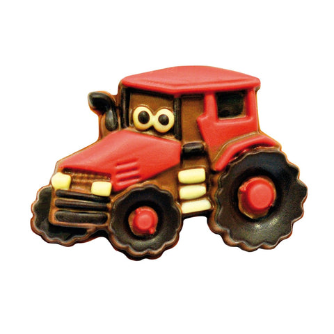 Decorated solid milk chocolate tractor shaped chocolates, approx 30 pieces, from Ted the Tractor collection by Jag Couture London New York.