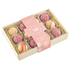 Jag Couture London - New York The Champagne and Strawberry Collection of truffles in 12pc cream gift box
