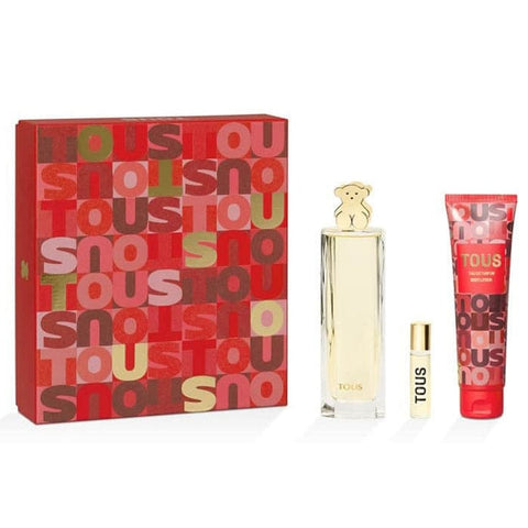 Set of three Jag Couture London Tous Eau de Perfume spray bottles, 90ml each, with elegant packaging and floral fragrance design.