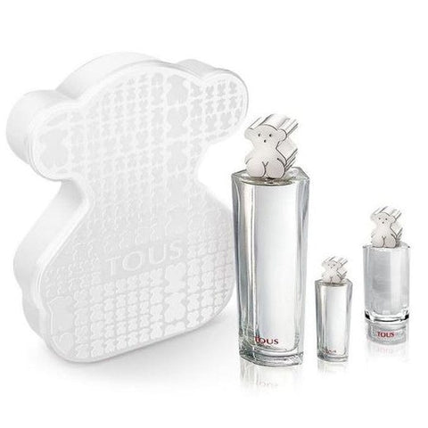 Set of three Jag Couture London Tous Eau De Toilette Spray bottles, 90ml each, with elegant packaging and fragrance caps.