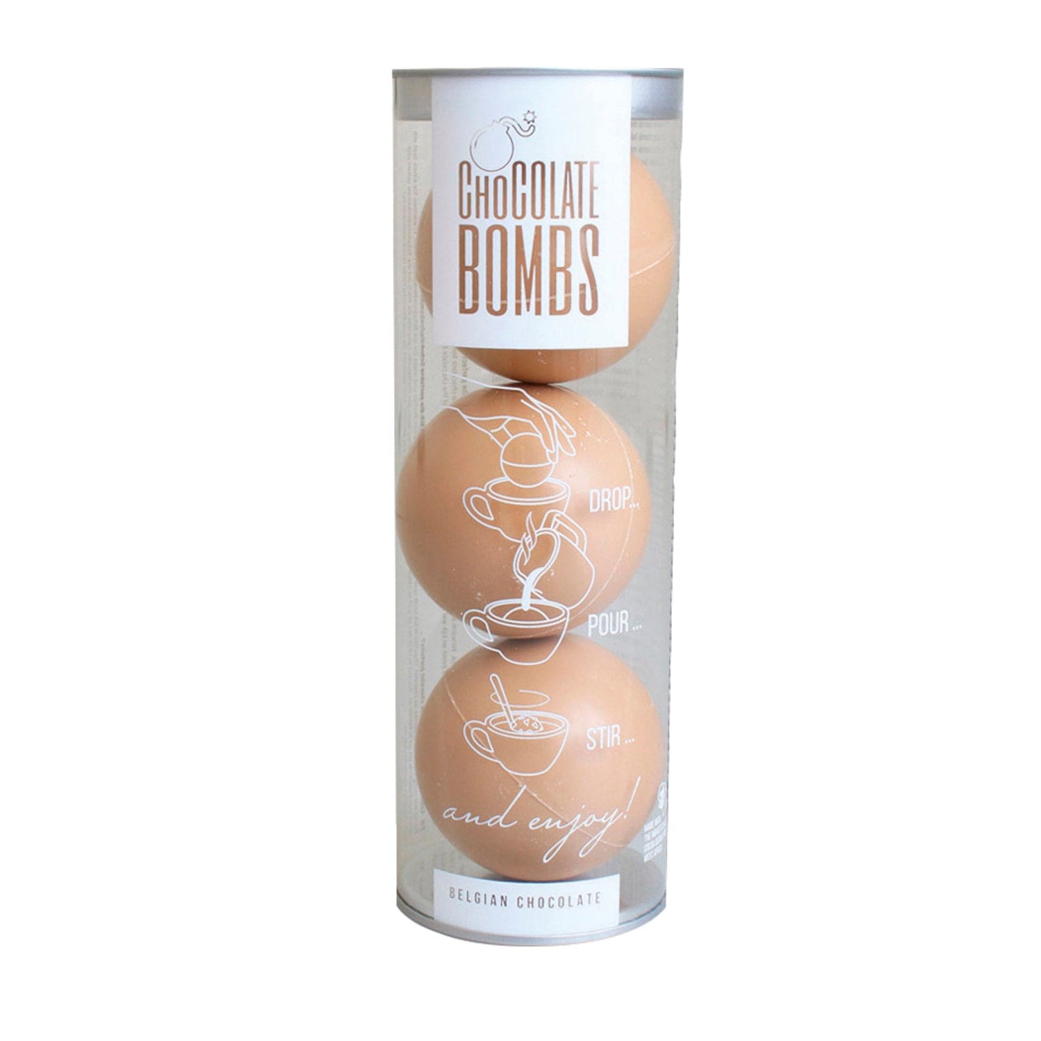 Jag Couture London - New York Trio of caramel chocolate bombs with mini marshmallows in acetate tube - VAT FREE