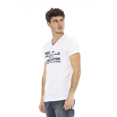 White Trussardi Action 2AT04_V_01 sneaker by Jag Couture London New York, showing side view with stylish design details.