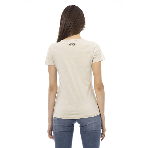 Trussardi Action 2BT05M_03Sand watch with beige strap and silver dial, displayed on a white background.