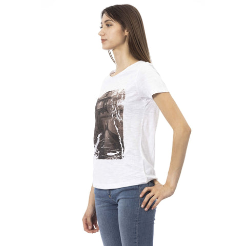 White Trussardi Action sneakers by Jag Couture London - New York, featuring sleek design and sporty style.