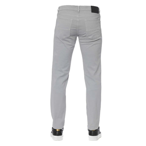 Trussardi Jeans in platinum color, featuring classic denim design, styled with a modern fit, by Jag Couture London and New York.