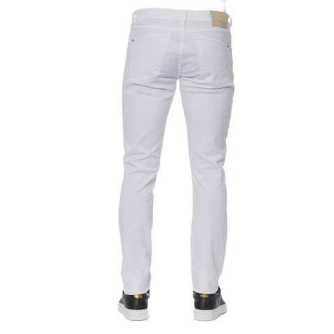 White Trussardi Jeans from Jag Couture London featuring classic denim style and the Trussardi brand logo.