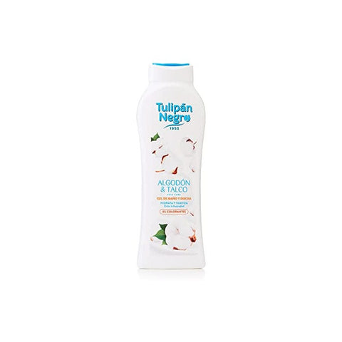 Jag Couture London Tulipán Negro Cotton Shower Gel in 650ml bottle, showcasing the elegant black and white design.