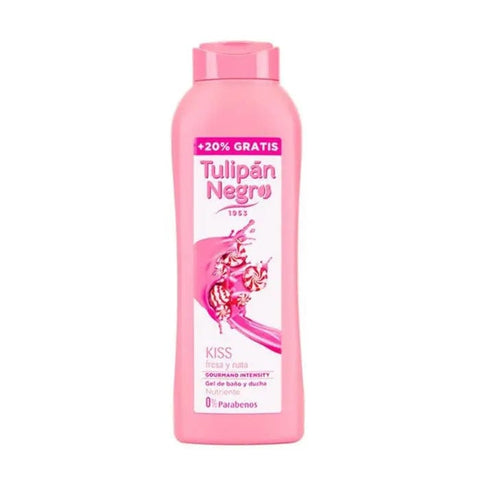 Jag Couture London Tulipán Negro Fresa y Nata shower gel 650ml bottle with elegant black tulip design and pink strawberry accents.